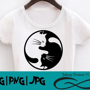 Zwei Katzen Kreis - SVG, PNG, JPG - Cricut & Silhouette Katze Katze Mama, Katzenliebhaber schwarz und weiß Katze