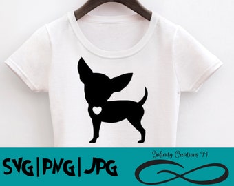 Chihuahua dog heart - SVG, PNG, JPG - Cricut & Silhouette Digital File