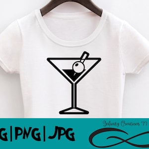 Martini Drink Digital File - SVG, PNG, JPG - Cricut & Silhouette cutfile Clipart Koktajl Alkohol Napój alkoholowy