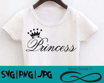 princess crown digital file - SVG, PNG, JPG - Cricut & Silhouette girl pink royal
