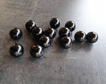 DRAHTORIA 6x Agate gemstone balls beads black glossy 12mm unbored great shine