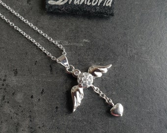 Silver-plated chain with guardian angel + rhinestones from the DRAHTORIA jewelery label