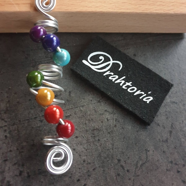 Dreadlock Chakra Beads Rasta Dreadschmuck aus Aludraht lang vom Schmucklabel DRAHTORIA