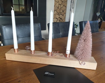 Minimalist candle holder decorated with aluminum wire, complete with candles, OWN BUILD by the jewelry label DRAHTORIA