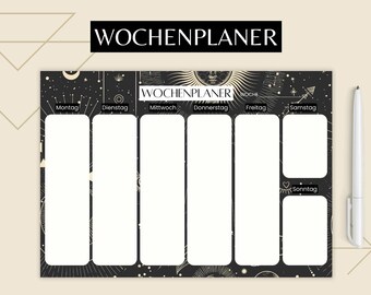 Digital Weekly Planner in German in Magical Black | Weekly Planner | A4 to download