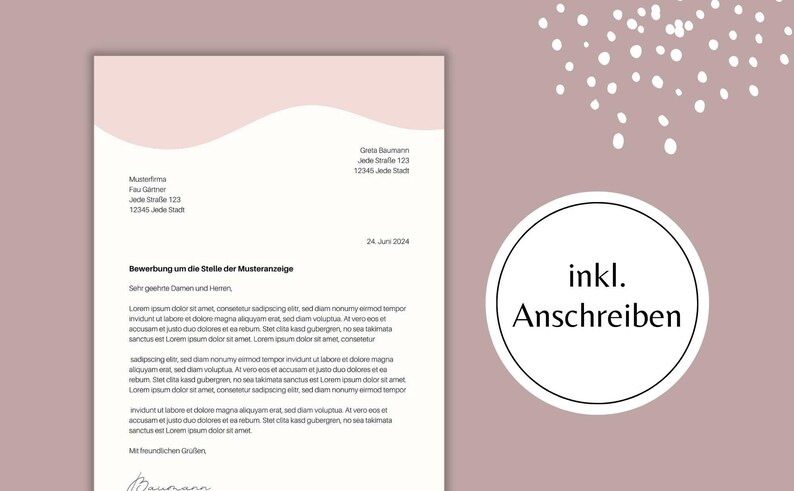 Application template CV with cover letter and cover sheet Application template minimalist old pink image 4