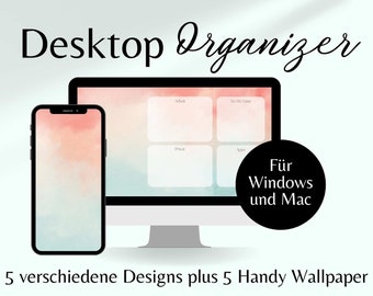 5x Business Desktop Organizer Watercolor and 5x Mobile Phone Wallpaper, Desktop Background Watercolor, Desktop Wallpaper