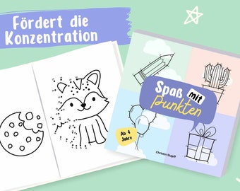 Kinder Rätselbuch "Spaß mit Punkten | Punkt zu Punkt Buch | Punkte verbinden | Zahlen lernen ab 4 Jahre