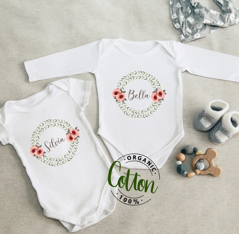 Infant Floral Onesie® Newborn Baby Girl Gift Baby Girl Name Etsy