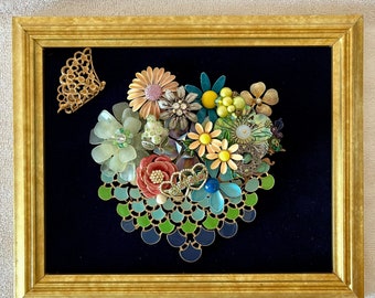 One-of-a-kind Bowl of Ever Lasting Flowers!  Farmhouse decor. 11.5"x9.5”x.50” Gold Frame.