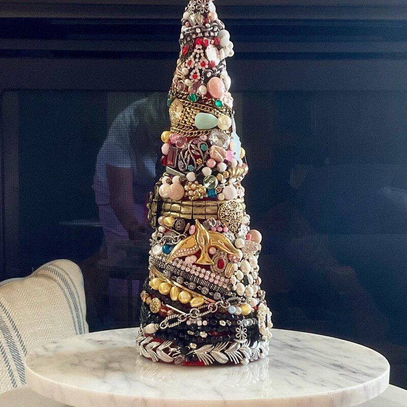 180 Degrees Jewel Encrusted Cone Tree, 3 Sizes Available main image 0