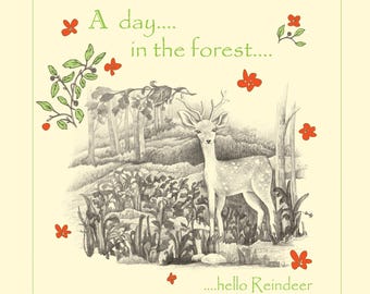 Lámina artística de animales del bosque: decoración infantil caprichosa