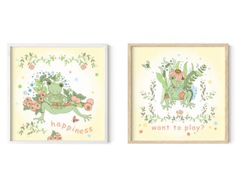 Láminas infantiles de ranas: Divertidos dibujos de ranas, juego de 2
