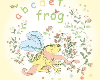 Lámina de rana para guardería: ilustración divertida, decoración para habitación de bebé
