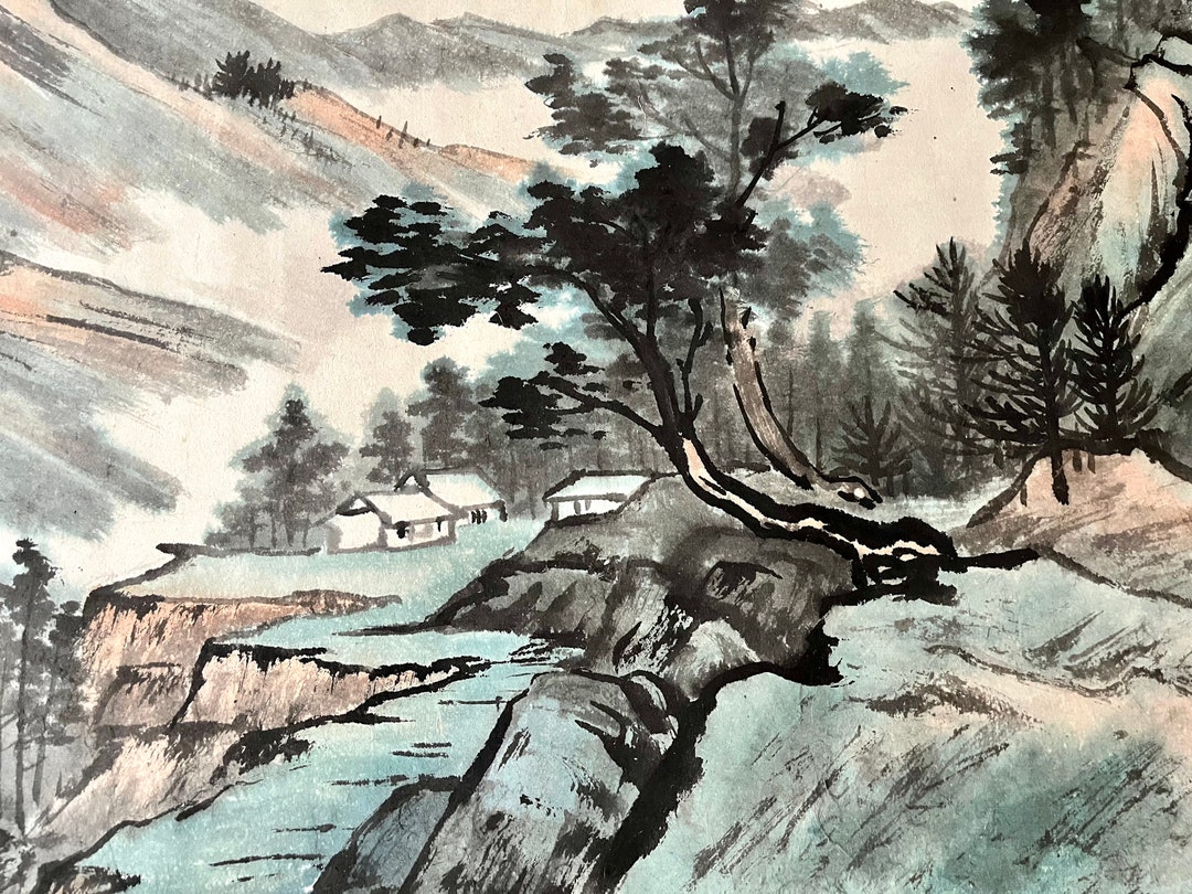 ZHANG HUI Chinese Original Landscape Brush & Ink on Silk Red