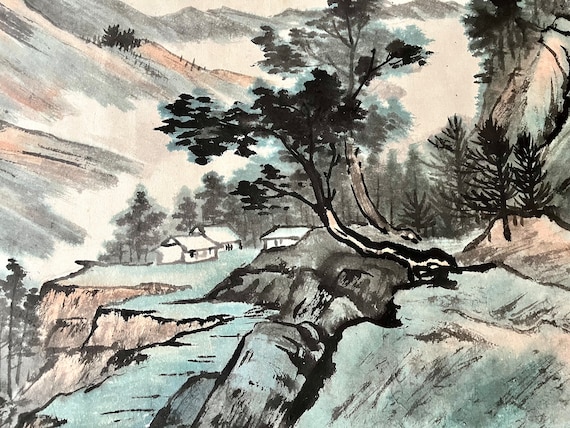 ZHANG HUI Chinese Original Landscape Brush & Ink on Silk Red
