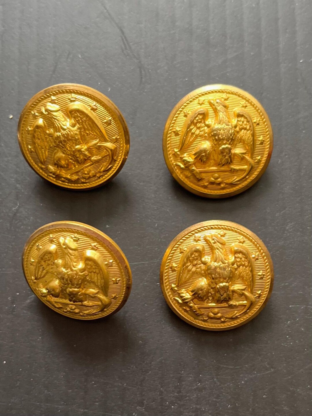 Navy Gold Button ANTIQUE US Navy Officer Gold Button Set (4) Waterbury, Conn Civil War ...