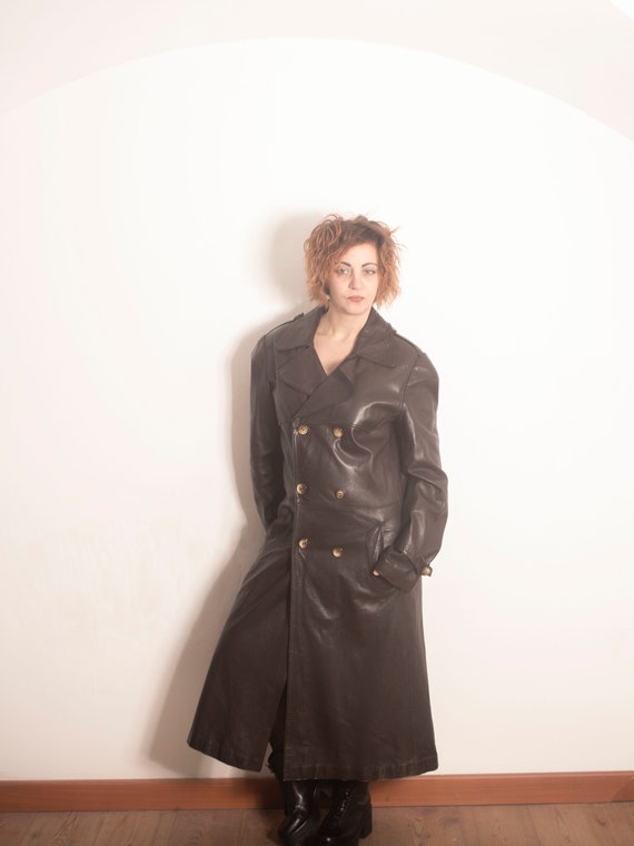 80s leather trench
