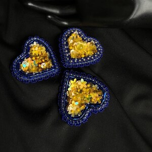 Ukrainian embroidery flag heart, Ukraine pin brooch, Ukrainian national symbol, Yellow and blue brooch