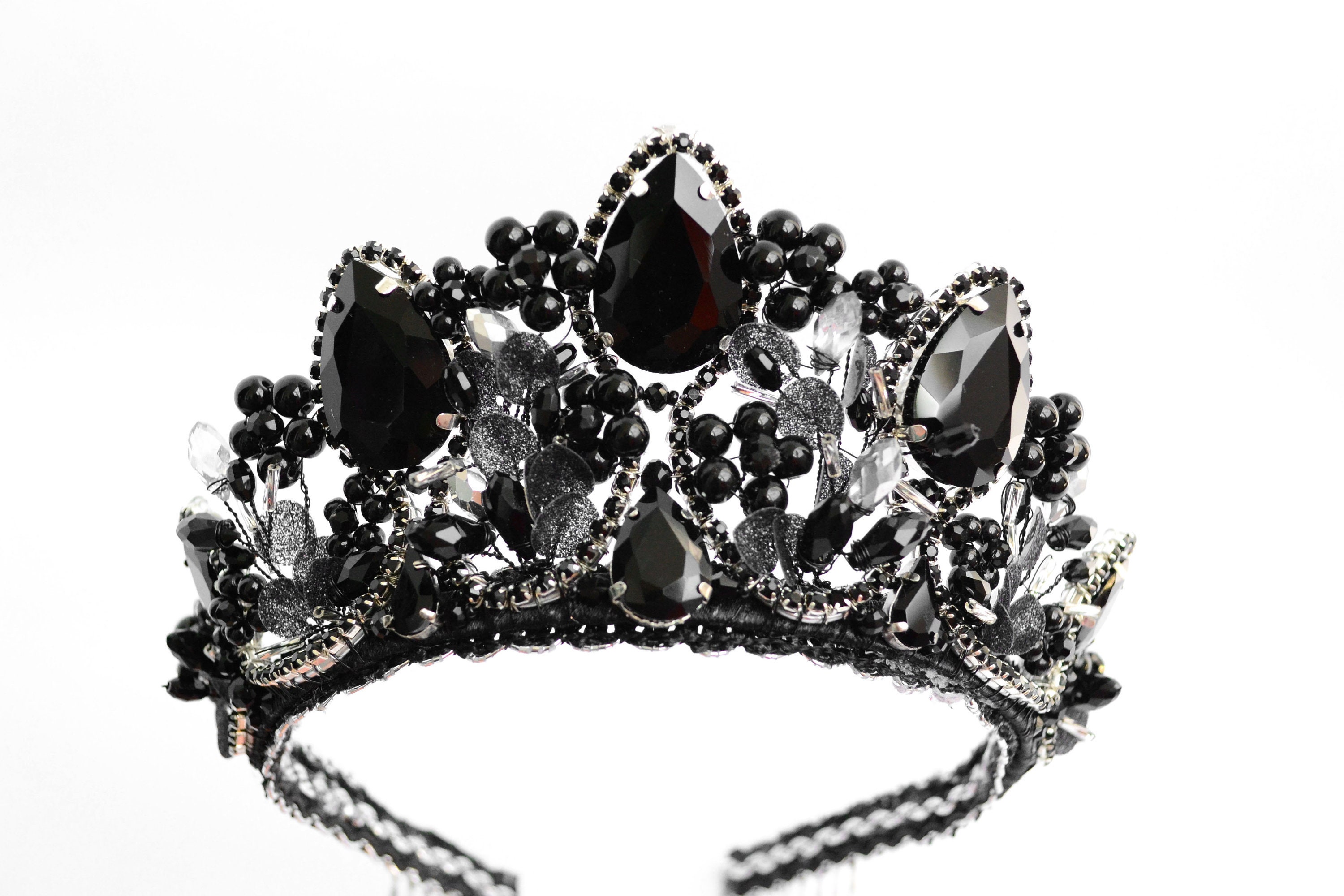 Schwarze Perlen Krone Kristall Krone für Mädchen Prinzessin | Etsy