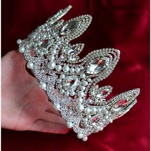 Bridal Crown With White Pearls Wedding Crystal Tiara Luxury - Etsy