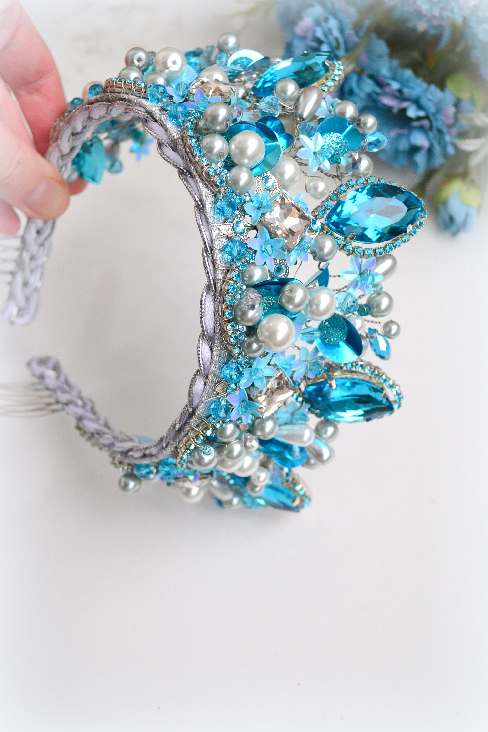 Wedding Blue Crown Prom Party Tiara Turquoise Bridal Diadem - Etsy UK