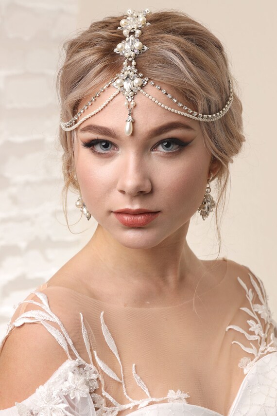Wedding Jewelry Set, Wedding Tikka, Ivory Pearls Indian 