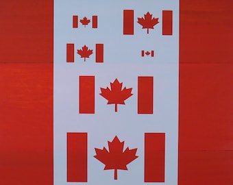Canada Flag Stencil, 6 Sized Flags, Reusable and Washable Stencil