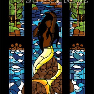 Stained Glass Mermaid - Super Size Max Color SSMC (dark hair) digital cross stitch pattern
