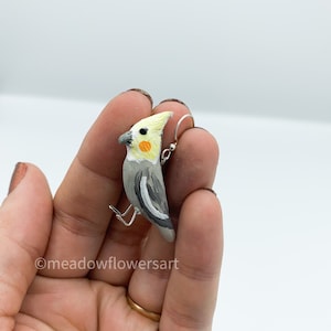 Cockatiel earrings, Pet Bird earrings, polymer clay bird earrings, bird jewelry, Bird lover gift, Birb, Fids, Handmade bird earrings, gift