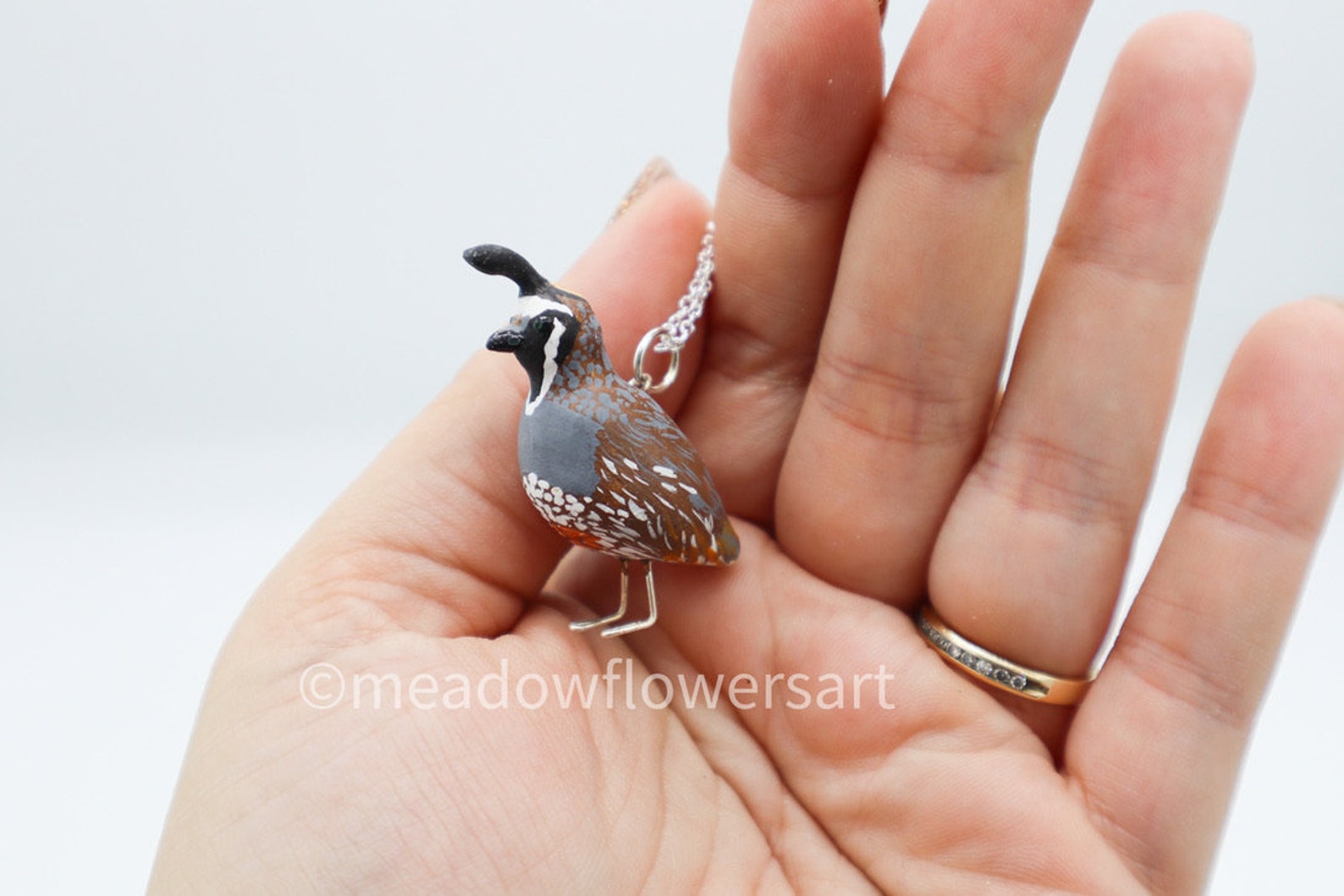 California Quail Pendant Necklace Polymer Clay Quail Jewelry Etsy