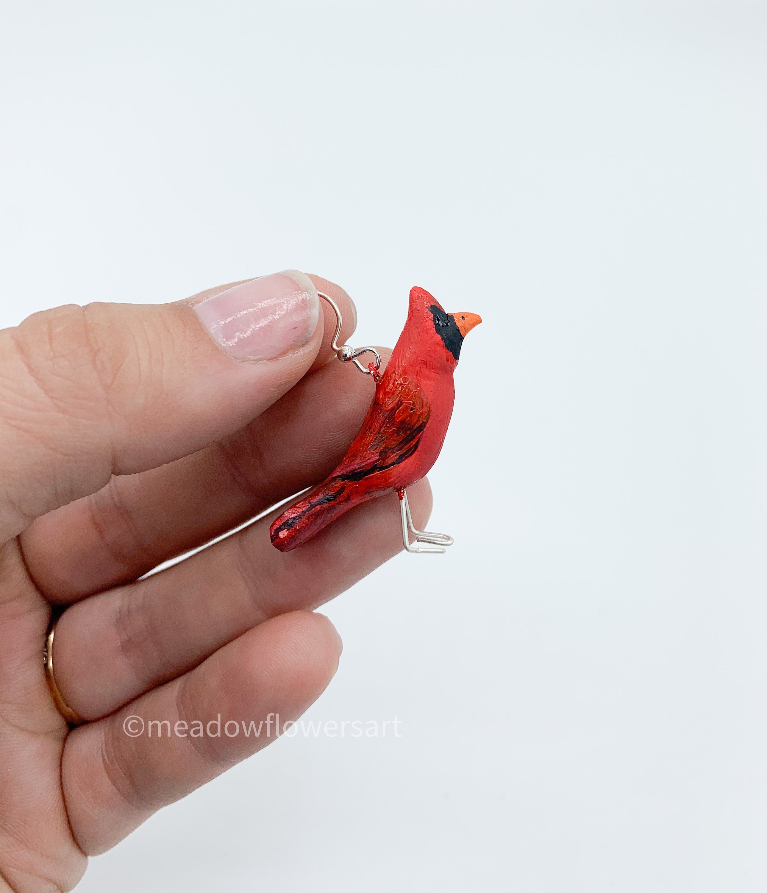 Red Cardinal Polymer Clay Earrings Red Bird Jewelry Handmade Etsy