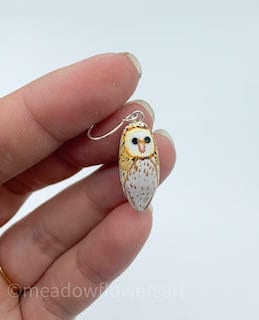 Barn Owl Drop Earrings, Owl Dangle Earrings, bird jewelry, bird earrings, nature lover, bird lover g