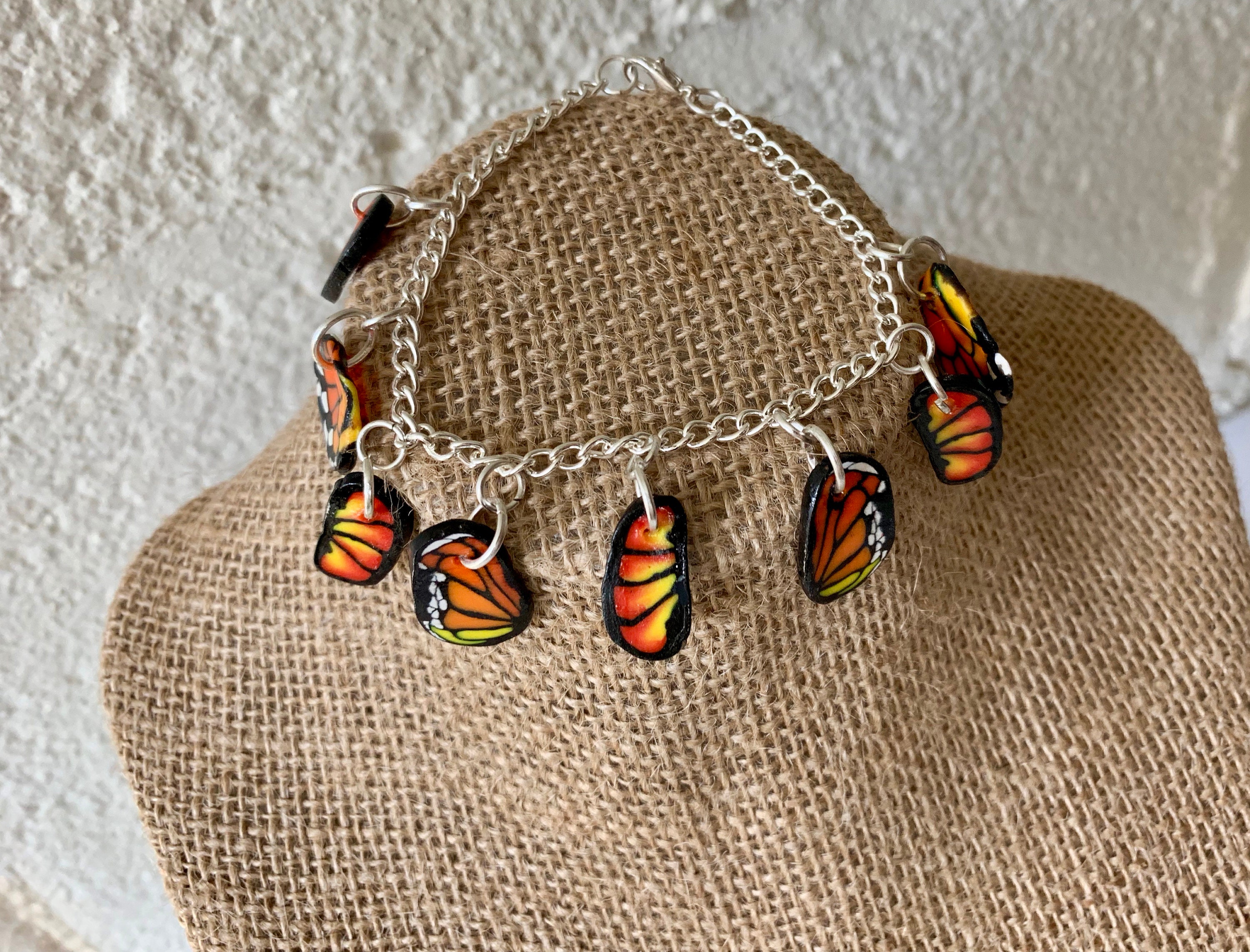 Monarch Butterfly Charm Bracelet Polymer Clay Clay Charms Etsy