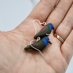 Common Grackle Earrings, polymer clay bird earrings, realistic bird jewelry, Mother’s Day, bird lover, bird watcher, birthday gift