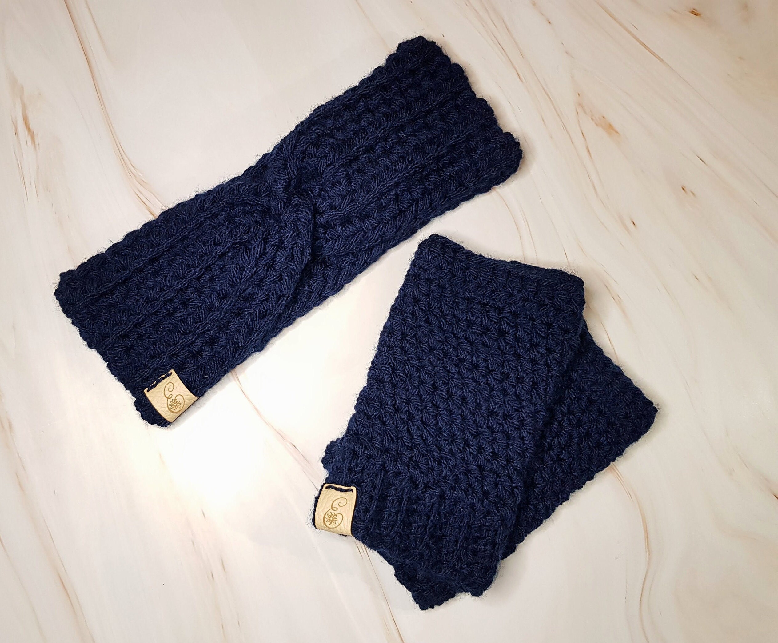 Chunky Twisted Headband & Fingerless Gloves Set | Crochet 