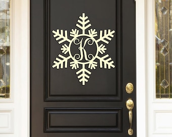 Wooden Snowflake Monogram, Christmas decoration, Wood Painted Monogram, Wooden Initials, Wood Letter, Winter Wreath, Door Hanger,