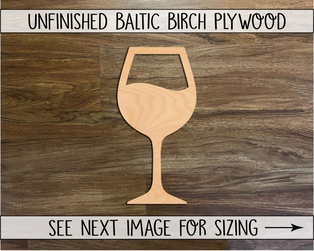Half Full Wine Glass Cut Out, Unfinished Wood Cutout Shapes, Laser Cut