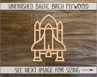 Wood Rocket Ship Cutout Shape for Arts and Crafting, Home & Room Décor,  Laser Cut DIY Craft, NASA and Space Theme Décor