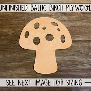 Mushroom Shape Wood Cutout, Unfinished Wood Blanks, Laser Cut Wooden Shapes, DIY Craft Embellishments
