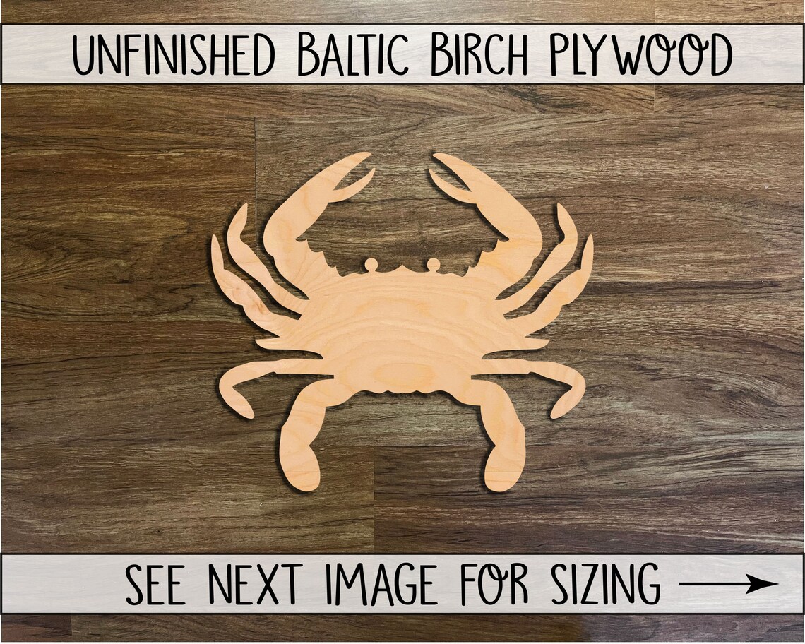 Crab Cutout Unfinished Wooden Crab Shape Ocean Nursery Etsy