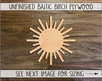 Unfinished Baltic Birch Sun Cutout, DIY Craft Embellishment
