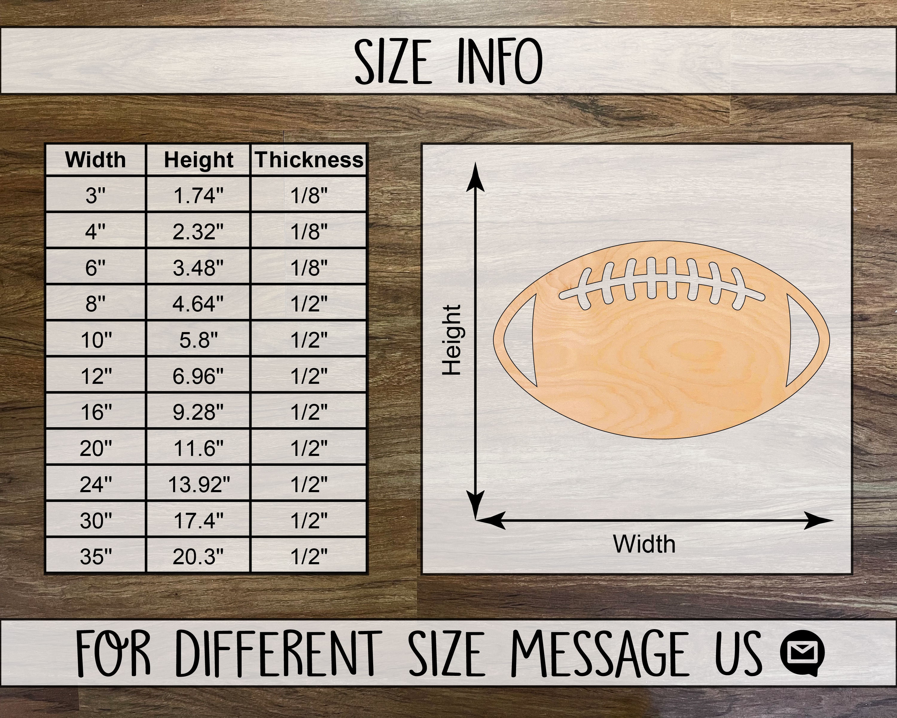 Football Shape Cutout Football Silhouette Wood Football | Etsy