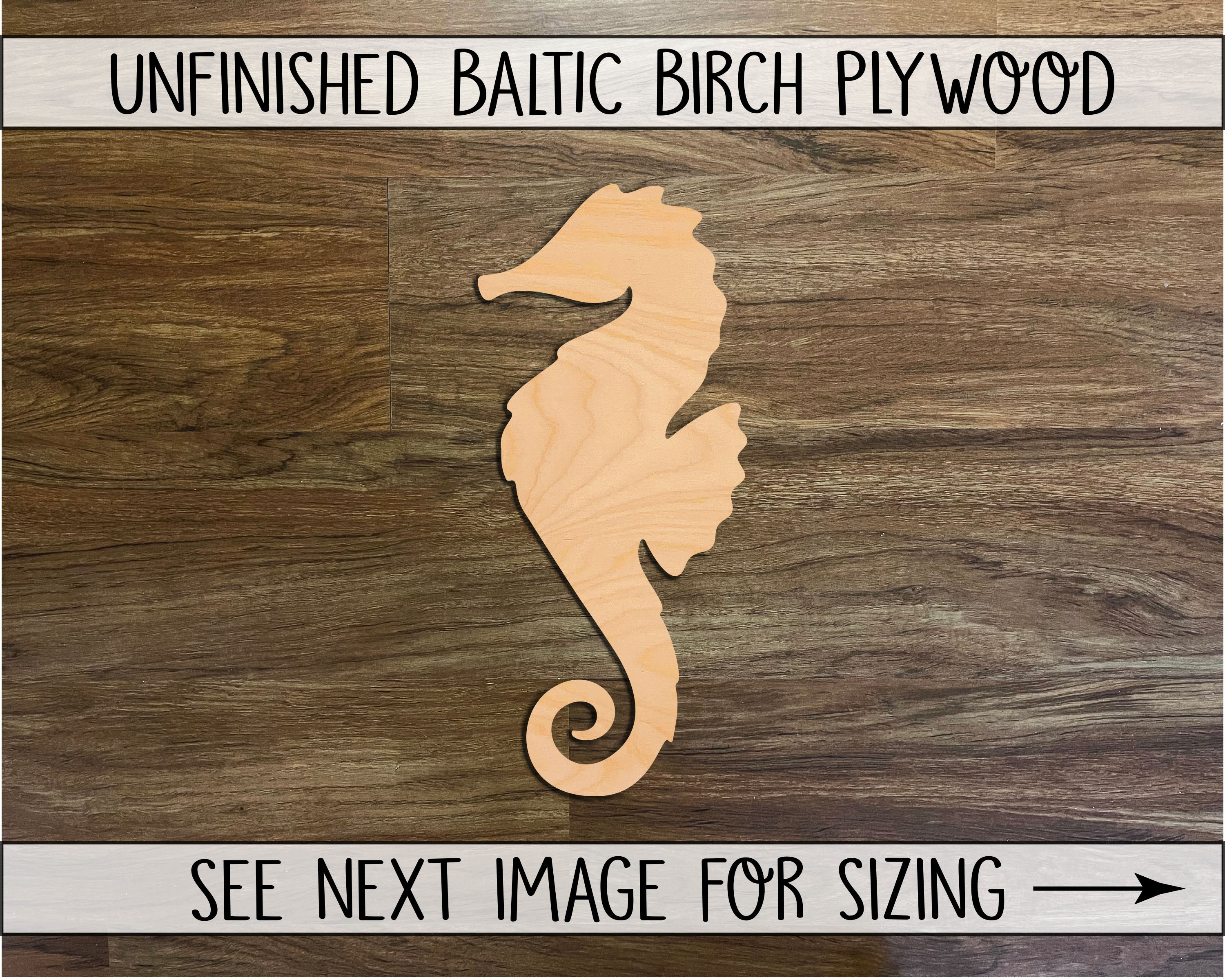 Seahorse Cutout Unfnshed Wood Nautcal Decor Beach House Decor Sea...