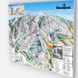 Neue Steamboat Colorado ski Track Map Leinwanddruck, 30 "x 40" Wandkunst, Steamboat Colorado Kunstdrucke."