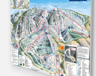 New Steamboat Colorado ski Trail Map Canvas wrap, 24"x 36" wall art, Steamboat Colorado Art Prints