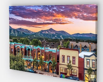 Lienzo de Breckenridge, Colorado, arte de pared de 20 x 16 pulgadas, impresiones artísticas de Breckenridge, Colorado, impresiones en lienzo de la pista de esquí de Breckenridge