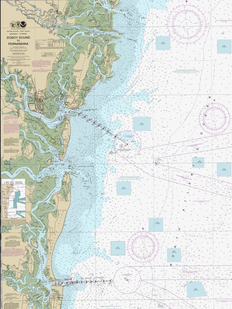 Nautical Chart Brunswick, Darien, Saint Marys, Saint Simmons Island