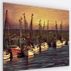Darien Georgia Leinwandverpackung, 30 "x 40" Wandkunst Darien Georgia Shrimp Boat Art Leinwand Wandkunst, Küstengeorgia Fine Art, Darien Ga Art