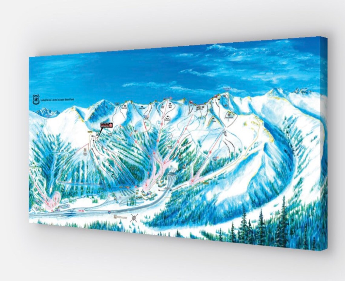 Loveland Ski Area Colorado Ski Trail Map Canvas Wrap, 12x24 Loveland ...